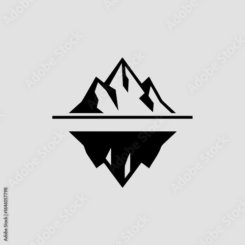 Black mountain peaks reflected in water graphic summit reflection