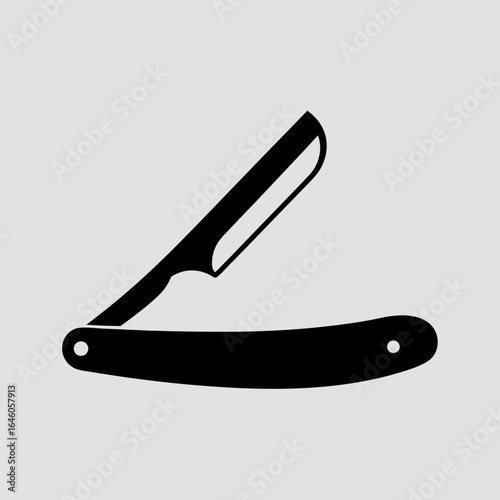 Black vintage straight razor open on a white background vector
