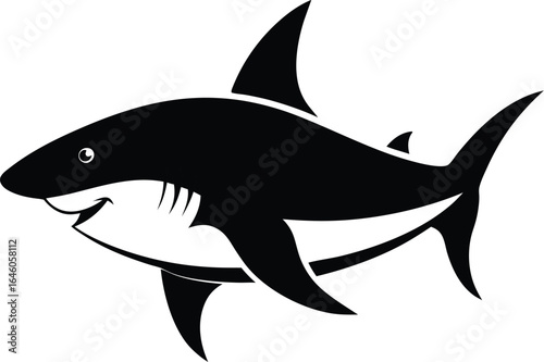 Dynamic shark silhouette on clean white background