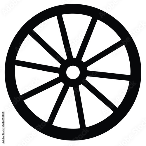 Classic wagon wheel silhouette on white background