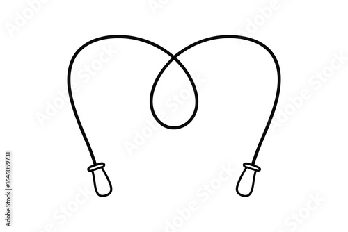 Single line outline a jump rope with handles a skipping exercise
