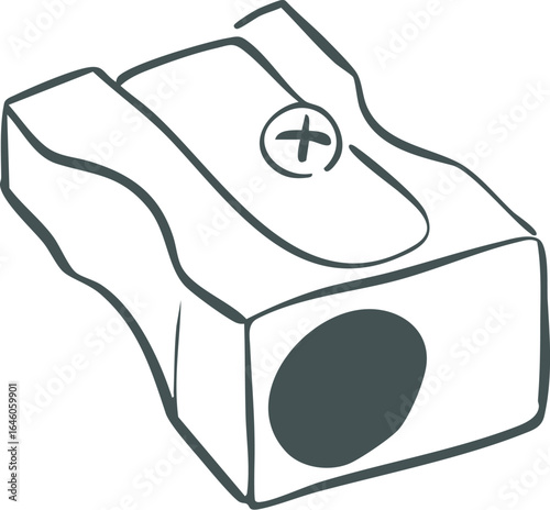Pencil Sharpener – Hand-Drawn Line Art Illustration, Vector Outline, School and Office Supply