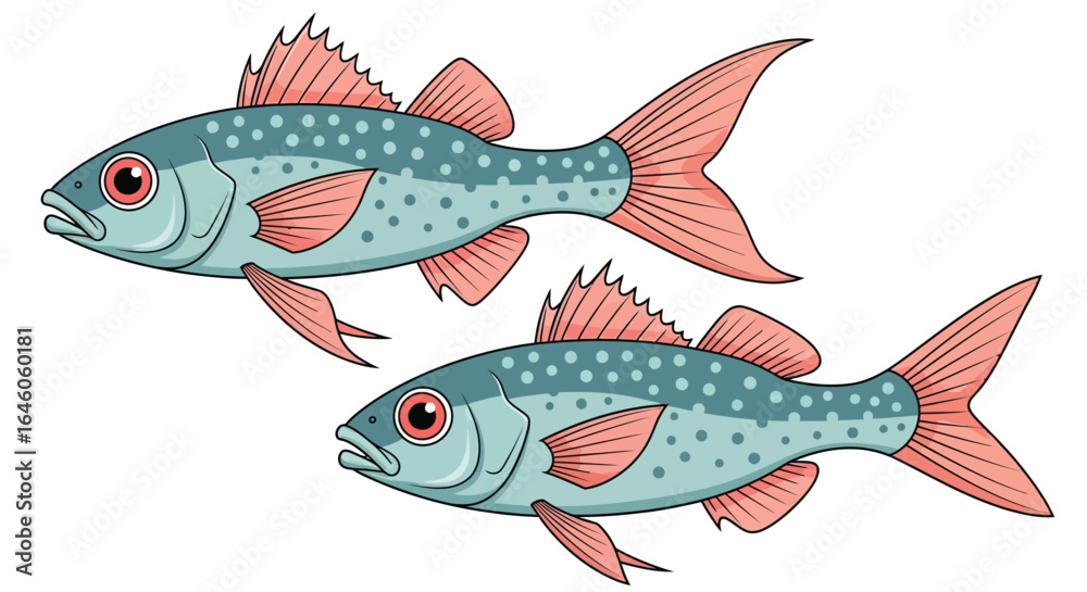 Naklejka premium Illustration of two fishes swimming in the ocean