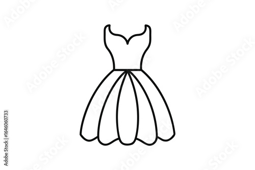 Single line outline a sleeveless dress with a flared skirt clothing fashion