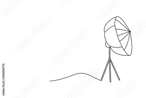 Single line outline a studio softbox light a tripod with cord photography equipment