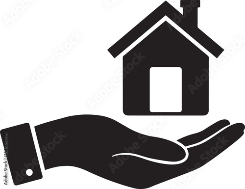 Hand holding a house icon representing homeownership and real estate services