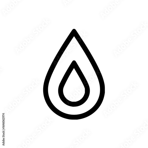 Isolated double lined water droplet icon on a white background representing cleanliness and purity concept