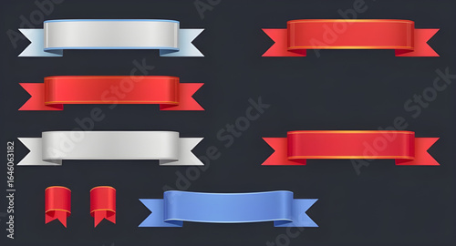 set of vector ribbons, ribbon vector illustration, decorative ribbon set, banner ribbons vector, folded ribbon vector, curved ribbon illustration, flat ribbon design, vintage ribbon vector, modern rib
