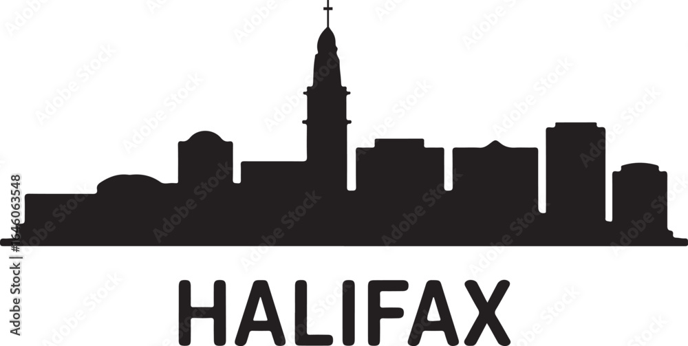 Fototapeta premium Halifax skyline horizontal banner cityscape vector black on white