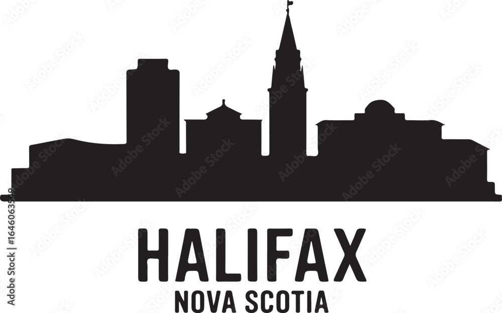 Fototapeta premium Halifax skyline horizontal banner cityscape vector black on white