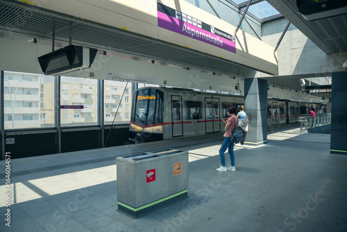 Vienna, Austria - June 14, 2023: View of Aspernstrasse Metro station in Vienna