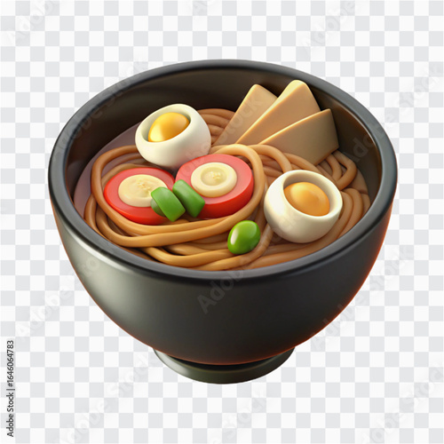 3D Bowl of Japanese Ramen Icon | Traditional Noodle Soup, Asian Cuisine & Hot Meal Symbol