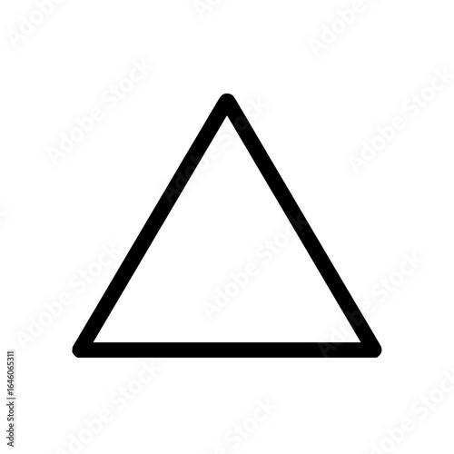 Illustration of a simple black outlined triangle shape centered on a white background providing a clean look