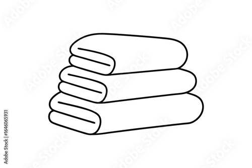 Stack folded towels simple line art icon single line textile fabric
