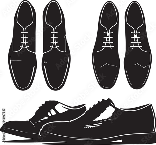 Black Leather Shoes Icon Vector Illustration