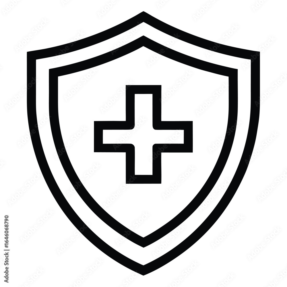 Fototapeta premium Shield with a medical cross icon symbolizing health protection and safety