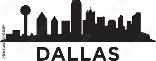 Dallas skyline silhouette horizontal banner Texas cityscape vector illustration