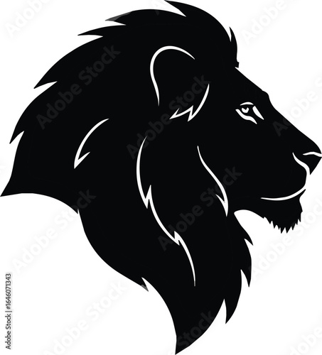 Lion head silhouette, lion vector art, lion outline design, black lion head, lion logo icon,