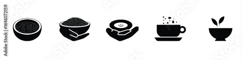 Collection of vector icons depicting healthy lifestyle elements representing wellness balance and natural choices emphasizing nutrition mindful eating and holistic approach to health