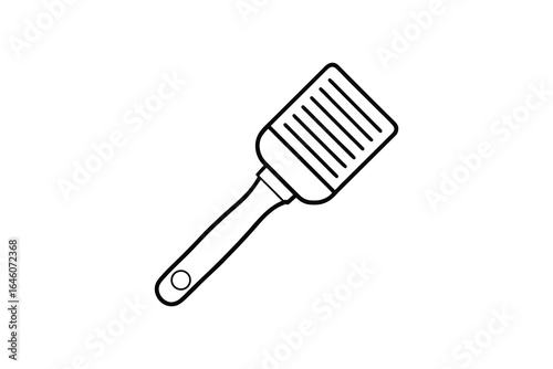 Simple line drawing of a kitchen spatula on a white background for cooking and recipe illustrations silhouette