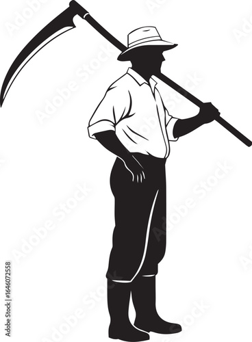 vector illustration of a Farmer with scythe