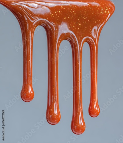 Dripping Golden Caramel in High Detail Macro
