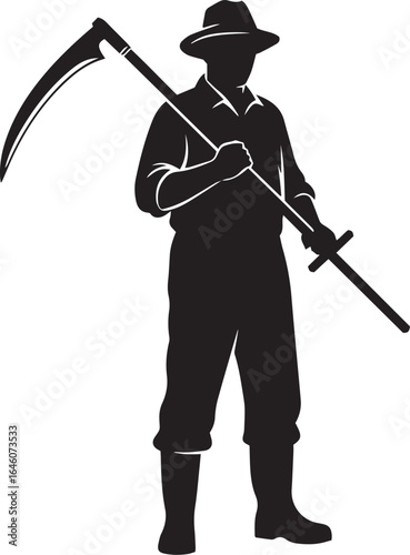 vector illustration of a Farmer with scythe