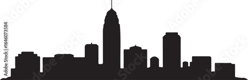Des Moines skyline horizontal banner cityscape vector black on white