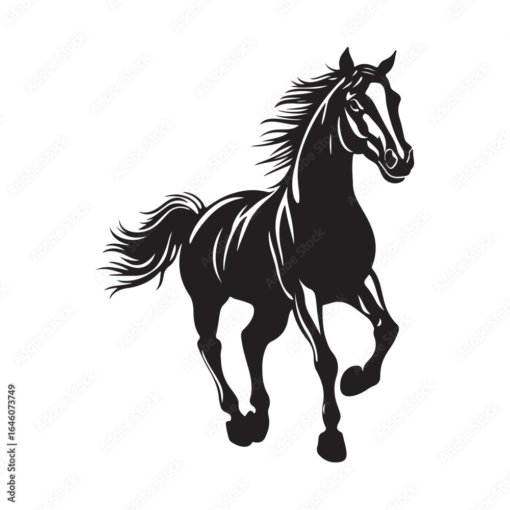 Running horse silhouette, Running horse vector illustration, Silhouette of a horse running black vector art illustration, Solid black vector silhouette of a horse in motion. Running horse silhouette, Running horse vector illustration, Silhouette of a horse running black vector art illustration, Solid black vector silhouette of a horse in motion.