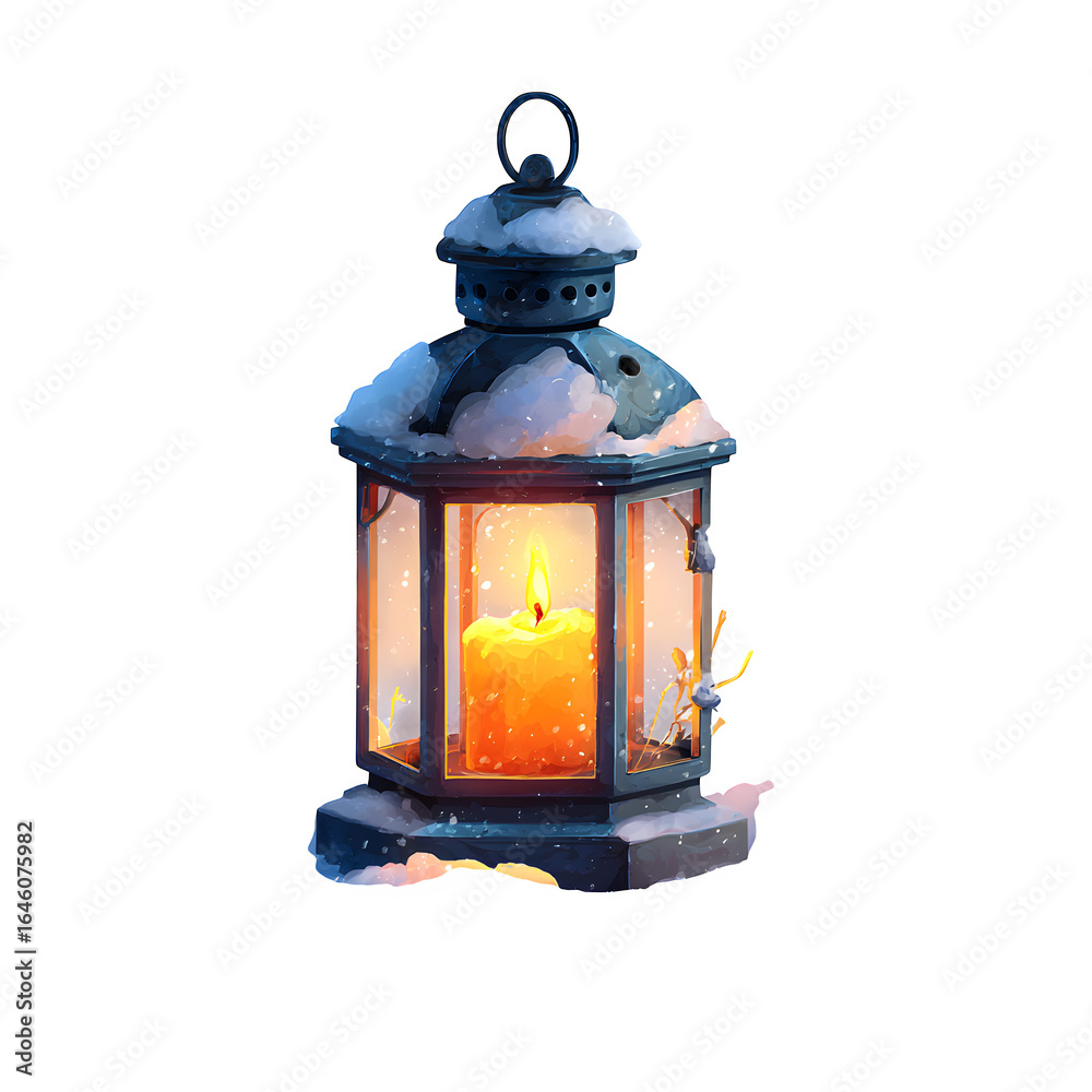 Snowy Winter Lantern, isolated on transparent background Snowy Winter Lantern, isolated on transparent background
