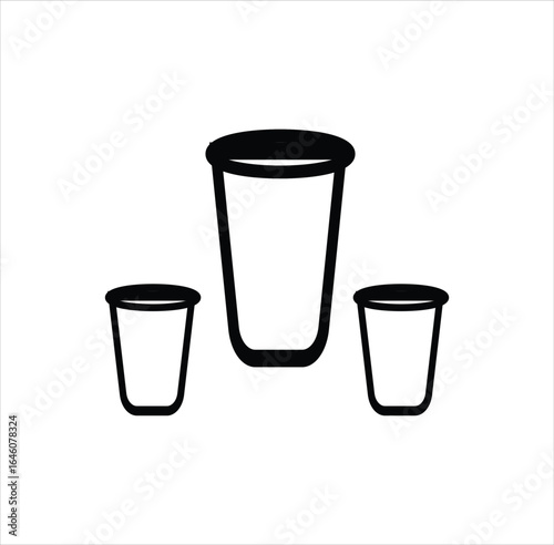 A professional and modern bold outline icon featuring three empty cups of varying sizes.This high-quality vector graphic is fully scalable and editable, making it a versatile asset for any design.