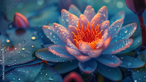 A close-up of a water lily intricate pattern