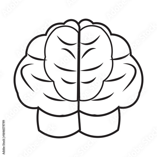 Human brain icon with editable stroke, Simple brain diagram illustration