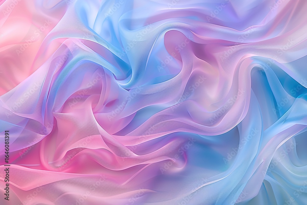 Obraz premium Pastel pink blue sheer fabric drape