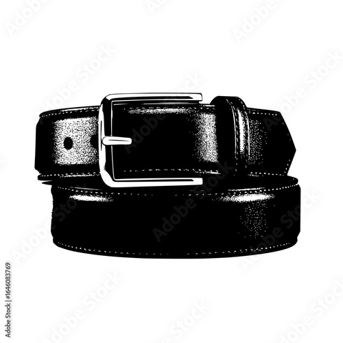 Stylish black leather belt with silver buckle fashion accessory for men and women apparel design