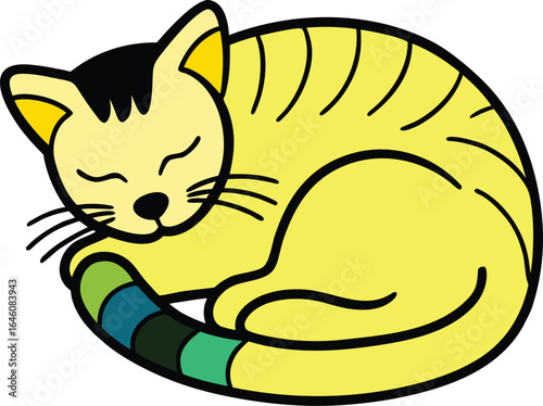 He smoothly sleep deep sleep with cat.