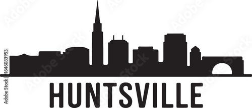 Huntsville skyline horizontal banner Alabama cityscape vector black on white