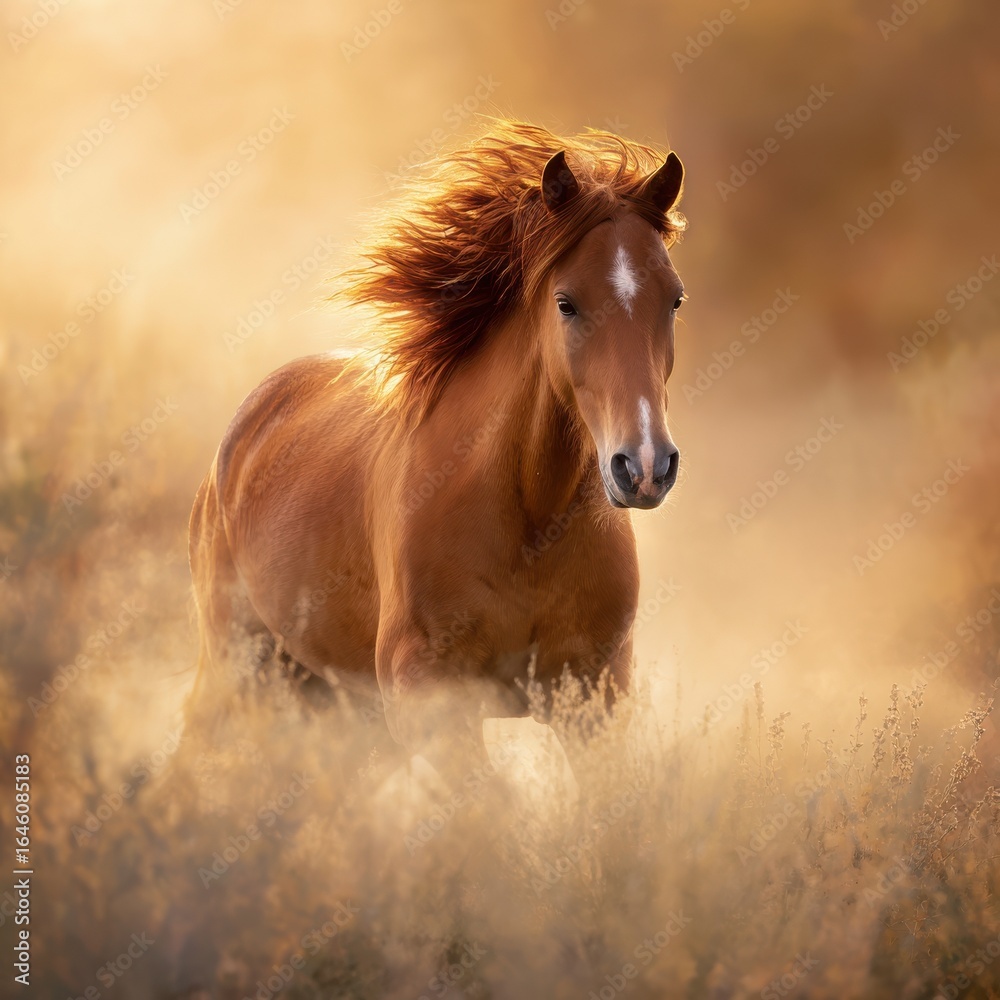 Majestic chestnut horse galloping through golden sunrise mist, fiery mane and glowing dust particles, symbolizing the 2026 Fire Horse year Majestic chestnut horse galloping through golden sunrise mist, fiery mane and glowing dust particles, symbolizing the 2026 Fire Horse year