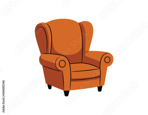 Cozy orange armchair inviting relaxation in a warm living room