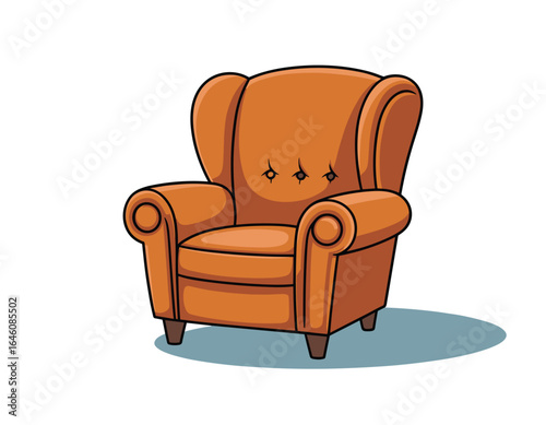 Cozy orange armchair for relaxing at home with comfort
