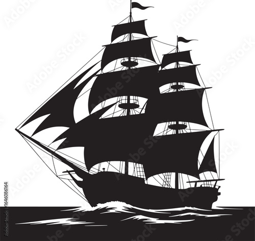 Sailing Ship Silhouette Vector Illustration Tall Ship Maritime Vessel Ocean Adventure