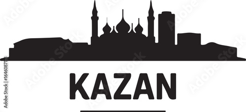 Kazan skyline horizontal banner Russia cityscape vector black on white