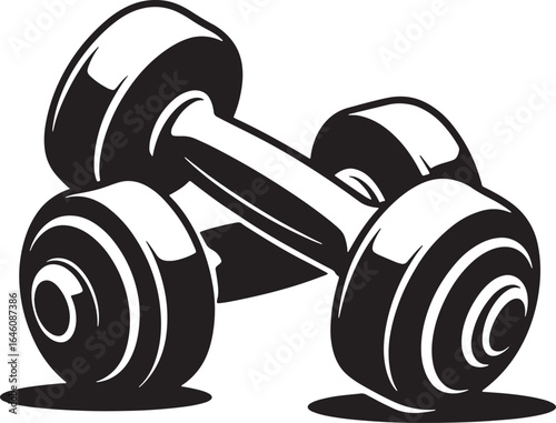 Dumbbell Silhouette Fitness Equipment Symbol Workout Exercise Icon Isolated on Transparent