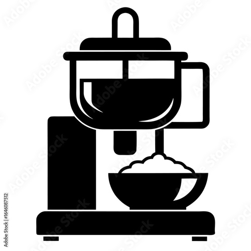 Simple solid silhouette of a kitchen food processor