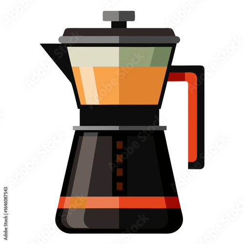 Black glass coffee maker color vector illustration