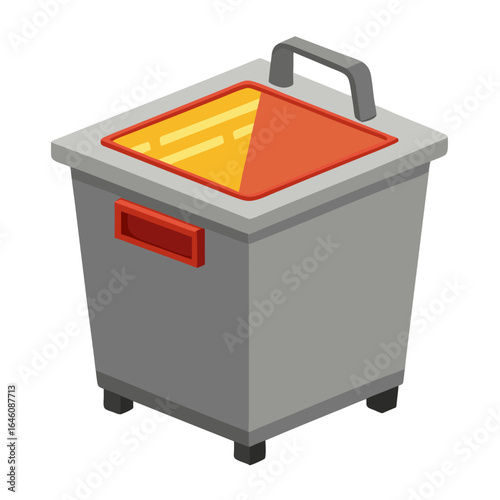 Grey deep fryer with detachable basket vector graphic