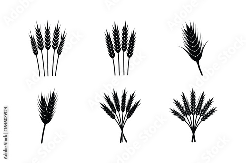 Wheat stalks silhouette vector illustration black halloween artboard