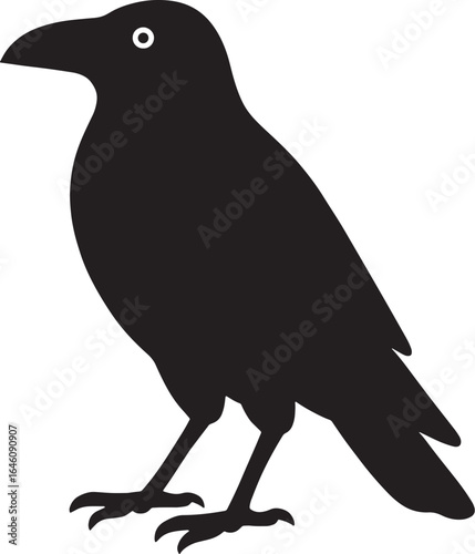 Silhouette of a raven standing tall a symbol of mystery and intelligence a graphic representation of folklore and gothic themes a striking image for editorial and design projects
