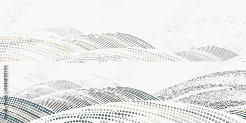 Abstract landscape with textured hills and gentle curves