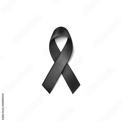 Black Ribbon for Death and Condolence Awareness Isolated
